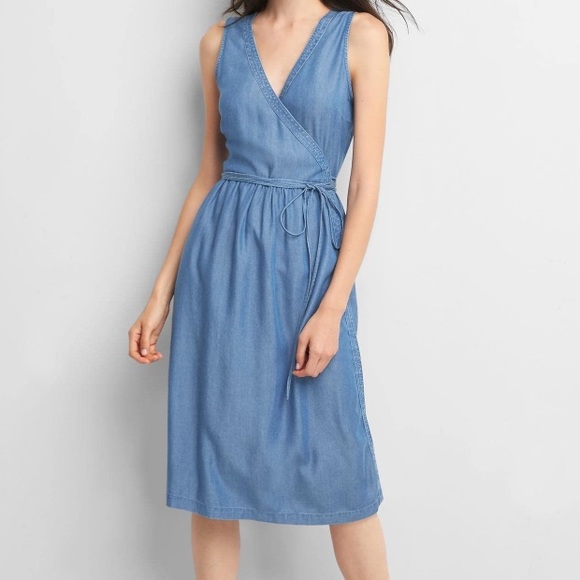 GAP Dresses & Skirts - Gap | Chambray | Sleeveless | Wrap Dress